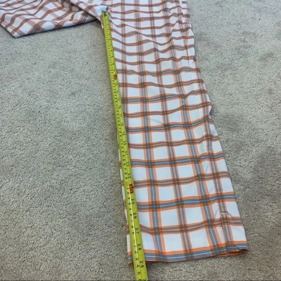 Puma White, Orange & Brown Plaid Straight Leg Golf Pants - Picture 8 of 10